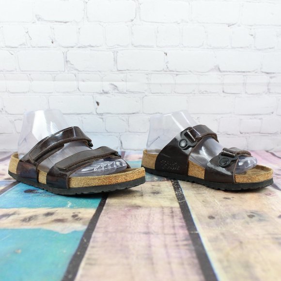Birki's by Birkenstock Brown Leather Birko-Flor 2-Strap Flat Sandals Size 6 - Picture 3 of 9